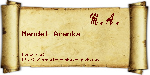 Mendel Aranka névjegykártya